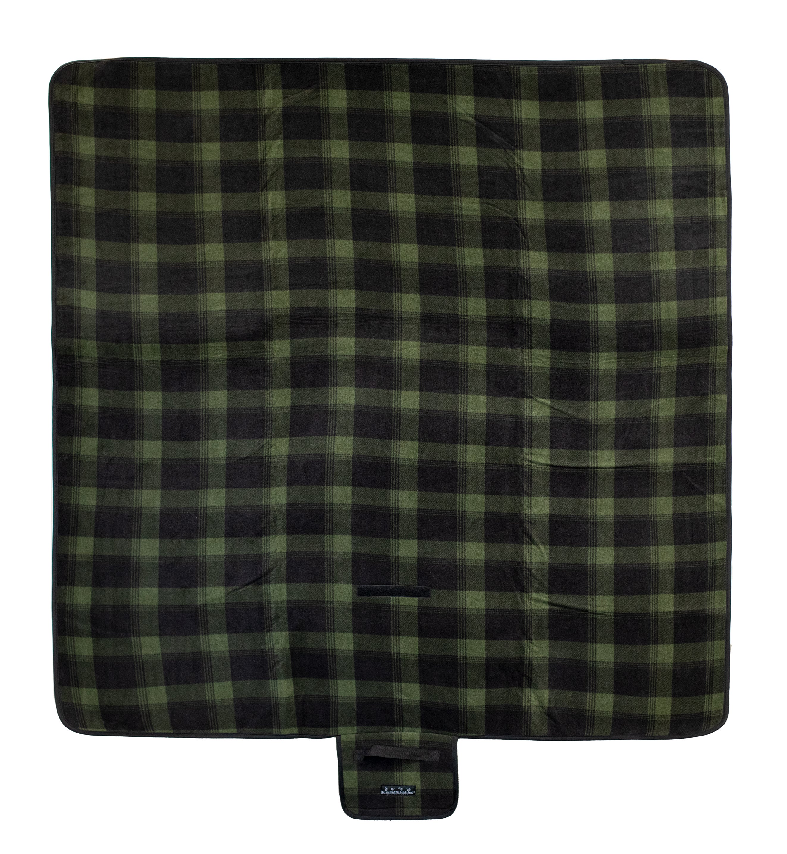 Hunting Fishing Retro Check Picnic Blanket Rifle Black
