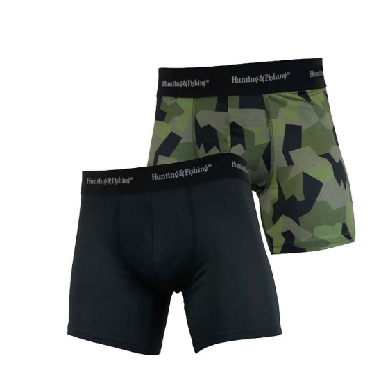 Buy Hunting & Fishing Mens Underwear Twin Pack - Black & Olive Camo