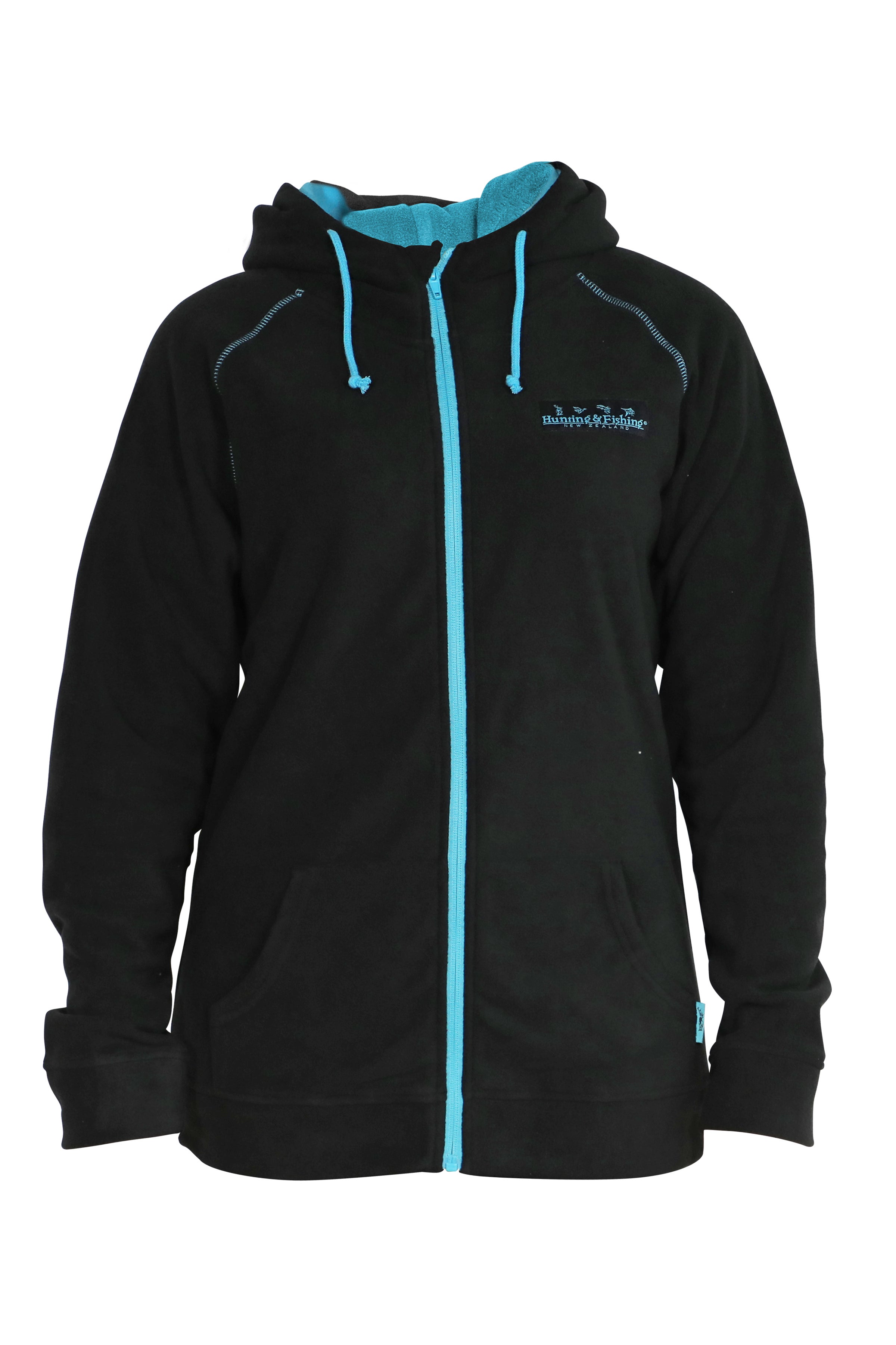 Buy Hunting Fishing Womens Full Zip Fleece Hoodie Black Blue Hunting Fishing